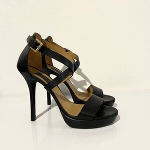 Polo Ralph Lauren Kerri Leather Strappy Sandals Shoes Black Size 10